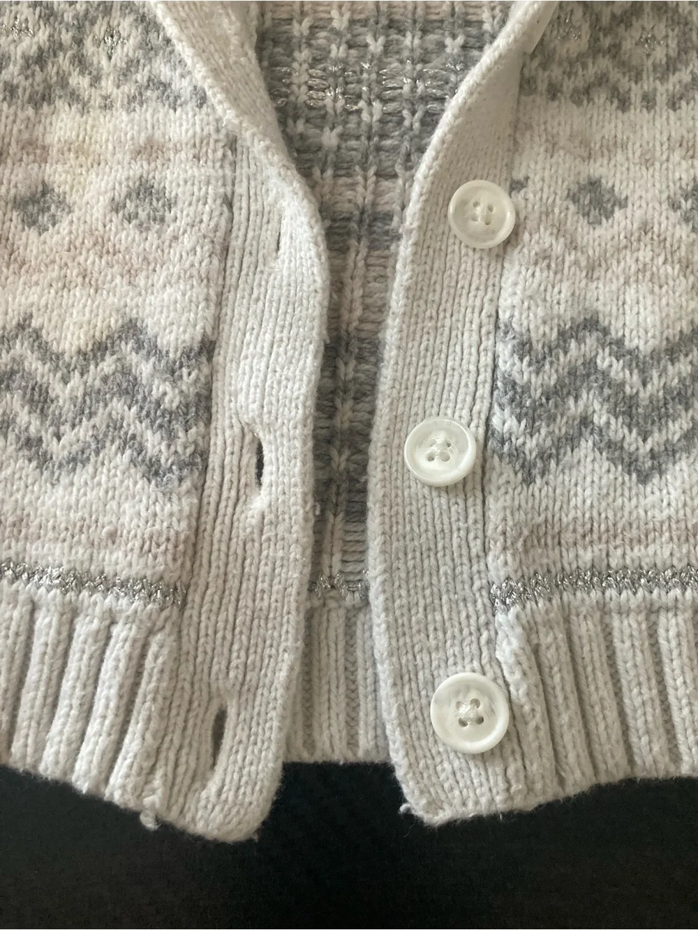 OshKosh B'gosh Cream & Gray Fair Isle Knit Cardigan
